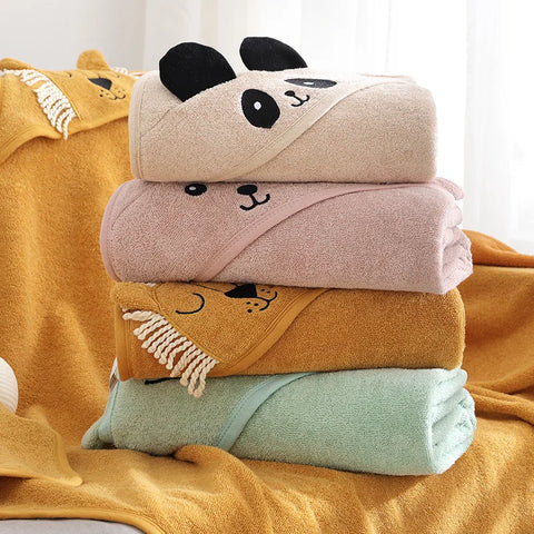 Cotton Baby Robe Bath Towel Cartoon Hoodies Cloak for Children Boys Girls Beach Towel Bath Blanket Absorbent Infant Bathrobe