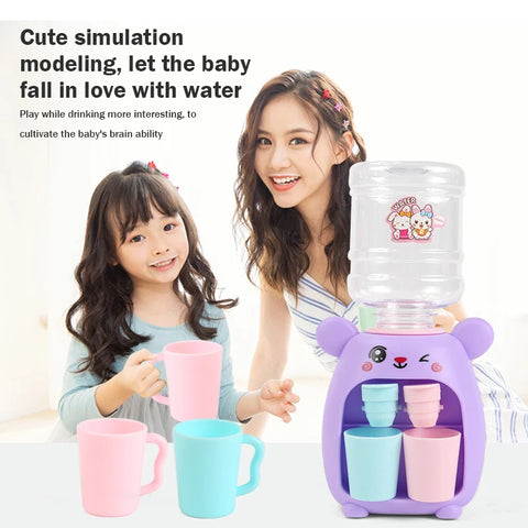 Mini Children Water Dispenser Toy Cute Cartoon Water Juice Milk Drinking Fountain Pretend Play Kitchen Toys for Boys Girls Gift