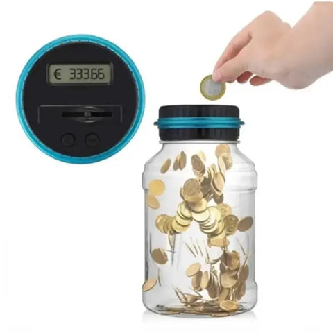 1.8L Coin Bucket Money Bank Large Capacity Transparent Saving Jar US Dollar Euro Pound Saving Jar Smart Counting