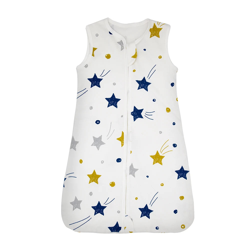 Baby Sleeping Bag Summer Thin Baby Sleepsack Kids Sleepwear Anti-Kick Blanket 3-18Months Stars Sky Cartoon Print 100% Cotton