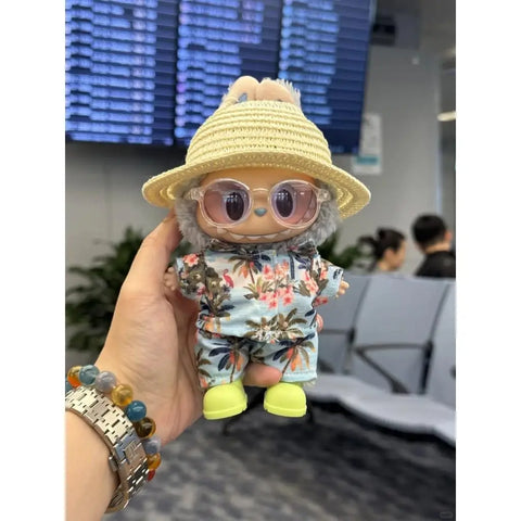 Hawaii Summer Beach Style Clothes For labubu 3.0 v1/v2/v3 clothes outfits For Ropa labubu Doll Clothes Accessories