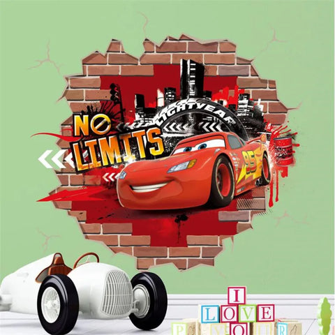 3D Cartoon Cars 2 Wall Stickers For Kid's Room Kindergarten Bedroom Living Room Wall Decoration  Lightning McQueen Stickers