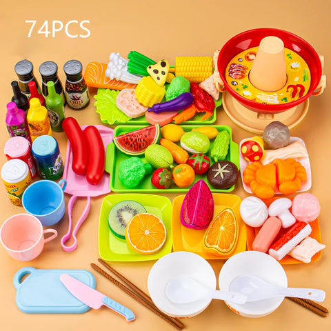 Kids Pretend Play Kitchen Toys Simulation Food Barbecue Cooking Toys Children Educational Play House Interactive Toys For Girl