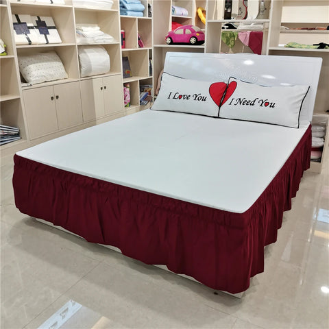 Solid Color Elastic Bed Ruffles Bed Skirt Wrap Around Style Easy Fit 15 Inch Drop Dust Ruffle Bed Skirts Corners Fade Resistant