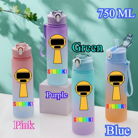 750ML Gradient Color Bottle Sprunki Sprunki Incredibox Sprunki Game Cartoon Drinking Water Cup Kids Birthday Christmas Gift