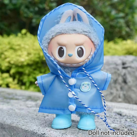 Dinosaur Raincoat Set Clothing for Labubu 10cm Mini Plush Doll Clothes Outfit Accessories Idol V1 V2 Gift