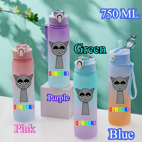 750ML Gradient Color Bottle Sprunki Sprunki Incredibox Sprunki Game Cartoon Drinking Water Cup Kids Birthday Christmas Gift