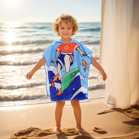 1 CHILDREN'S Hooded Bathrobe, Animal Play, CHILDREN'S Bath Towel, Beach Towel, Go out with a CHILDREN'S Cape