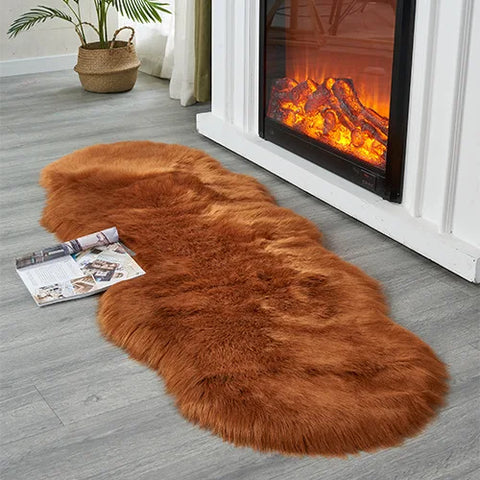 FORSWAN Soft White Faux Fur Area Rugs Kids Living Room Bedroom Shaggy Floor Chair Mat Home Decor Sheepskin Plush Bedside Carpet