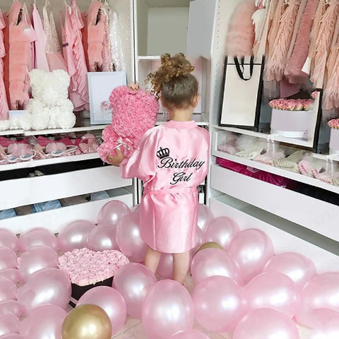 1-5Y Summer Girls Pink Robes Baby Girl Cute Letters Pattern Children Soft Pajamas Kids Girl Breathable Bathrobe Sleepwear Dress
