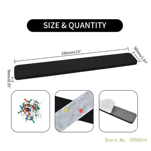 8x Self-Adhesive Bulletin Board Bar Strips Felt Pin Board Bar Strips with 30 Pushpins for Pastes Notes Photos Schedules