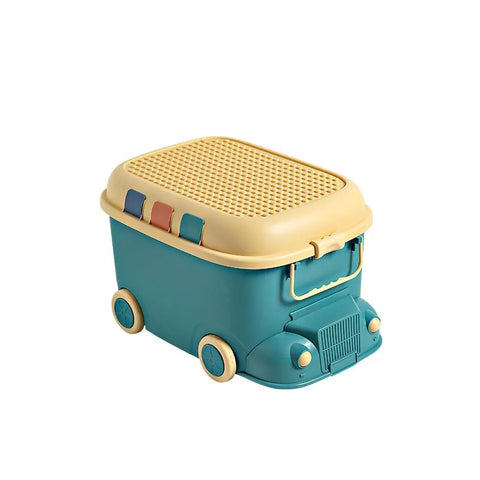 Building Block Storage Box Baby Clothes Sorting Box with Pulleys Cute Cartoon Snacks Container Toy Organizer Boite De Rangement