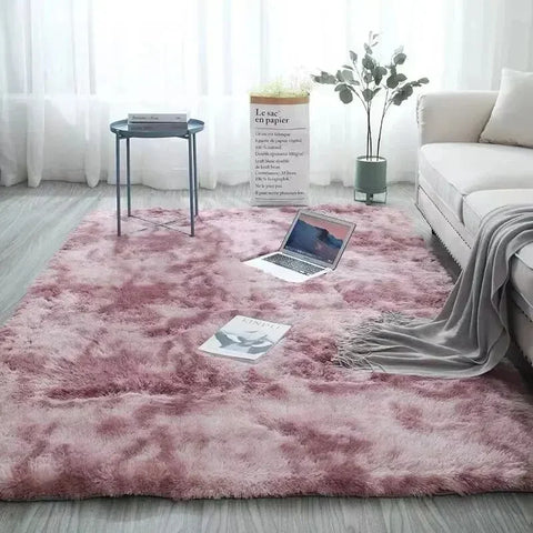 Gradient Silk Wool Bedside Rug Children's Room Living Room Bedroom Non-slip Machine Washable Not Easy to Lose Hair Carpet