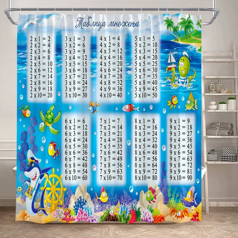 Periodic Table Shower Curtain Modern Fun Chemistry Elements For Students Home Decor Polyester Fabric Bathroom Curtain With Hooks