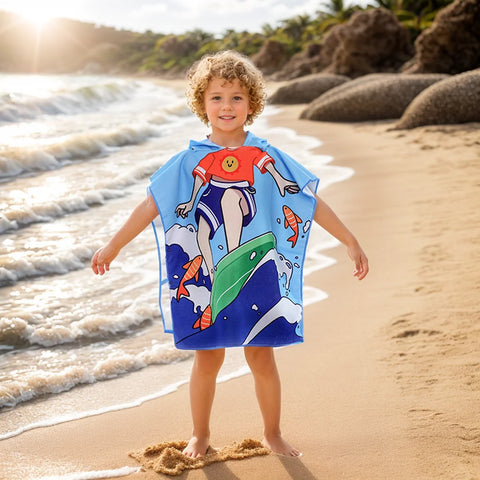 1 CHILDREN'S Hooded Bathrobe, Animal Play, CHILDREN'S Bath Towel, Beach Towel, Go out with a CHILDREN'S Cape