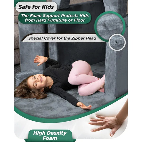 Child Sectional Sofa,Fortplay Bedroom and Playroom Furniture for Toddlers, Convertible Foam and Floor Cushion for Boys and Girls