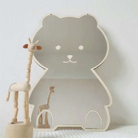 Rabbit Bear Shaped Mirror Acrylic Ornaments Cartoon Crafts Photo Props Baby Children Room Nordic Home Decor