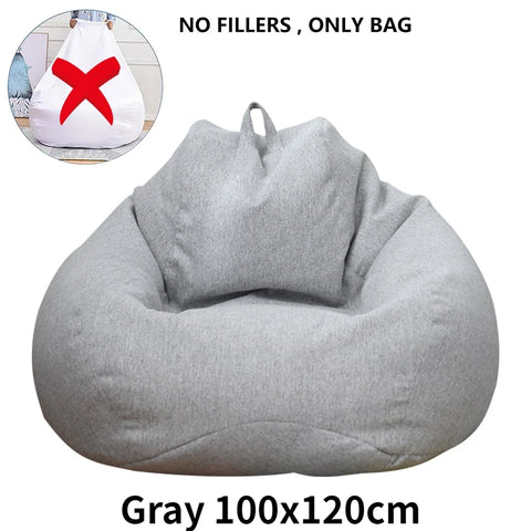 Lazy Sofa Cover Comfortable Large Bean Bag Cover without Filler for Home Bedroom Adults Kids Soft Tatami Chairs Covers Beanbags