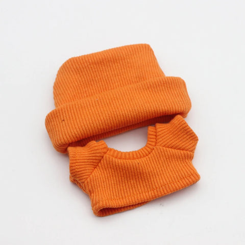 17cm Mini Plush Doll'S Clothes Outfit Accessories For Korea Kpop Labubu Idol Sitting Party V1 V2 Autumn onesie hat set Clothing