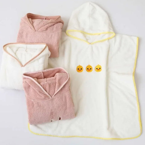 Baby Bathrobe Hooded Towel Soft Coral Velvet Child Bath Towel Cloak Cute Warm Towel Blanket Toddler Sleeping Swaddle Wrap