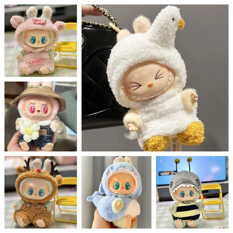 Mini Plush Doll'S Clothes Outfit Accessories For Korea Kpop Exo Labubu V1 V2 Idol Dolls Goose Dinosaur Macaron Clothing Gift