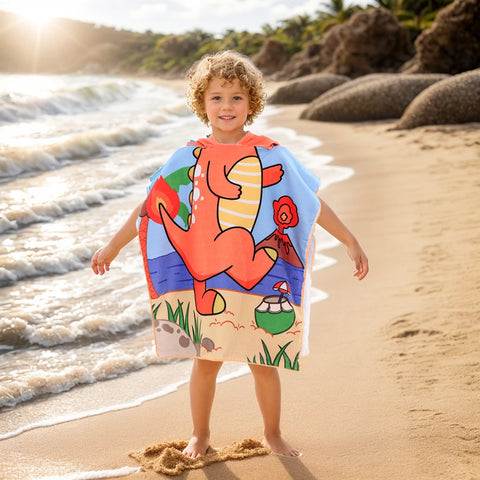 1 CHILDREN'S Hooded Bathrobe, Animal Play, CHILDREN'S Bath Towel, Beach Towel, Go out with a CHILDREN'S Cape