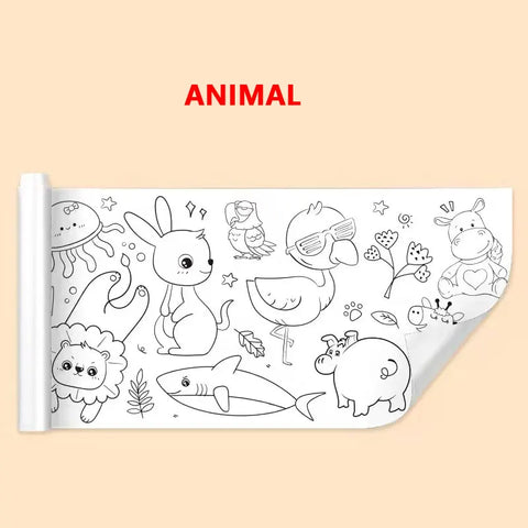 Children Drawing Roll DIY Sticky Color Filling Paper Coloring Paper Roll For Kids DIY Painting Drawing Early Educational Toys