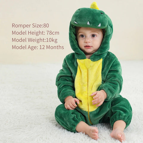 MICHLEY Carniva Baby Rompers Winter Clothes Flannel Hooded Bodysuits Pajamas Animals Overall Jumpsuit For Girls BoysK ids