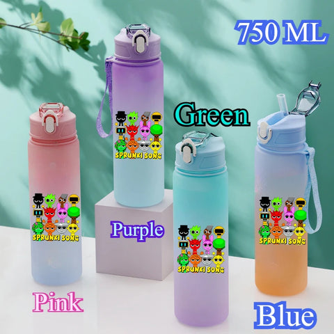 750ML Gradient Color Bottle Sprunki Sprunki Incredibox Sprunki Game Cartoon Drinking Water Cup Kids Birthday Christmas Gift