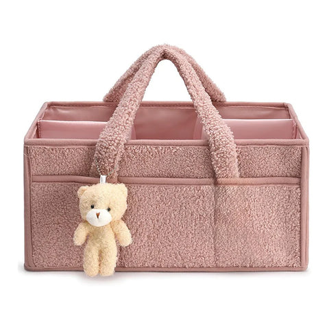 PANGDUBE Plush Diaper Stackers & Caddies Diaper Bag with Teddy Bear Caddy Organizer Nursery Baby Diaper Organizer Baby Nappy Bag