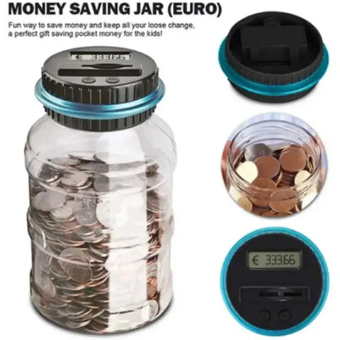 1.8L Coin Bucket Money Bank Large Capacity Transparent Saving Jar US Dollar Euro Pound Saving Jar Smart Counting