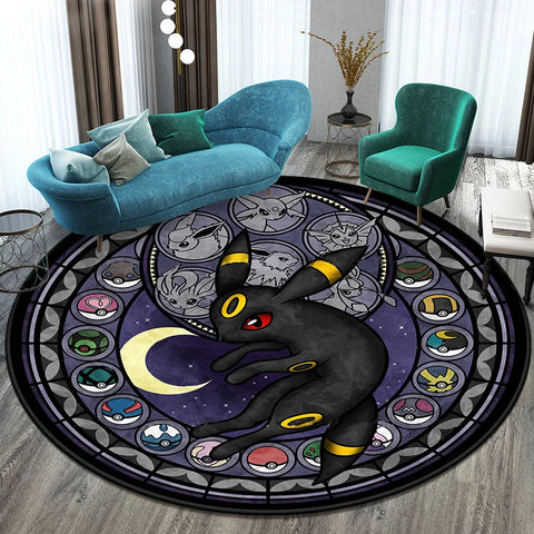 Pokémon Cartoon HD Printed Round Carpet for Living Room Rugs Camping Picnic Mats Flannel Anti-Slip Rug Yoga Mat Gifts