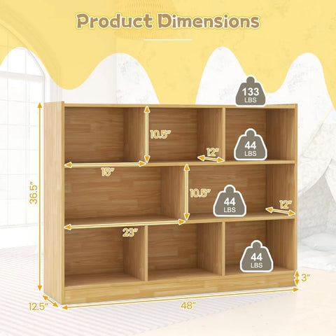 Kids Toy Organizers and Storage, Wooden Tier Bookshelf with Compartment Cubes to Organize Books, Toys, Home Furniture
