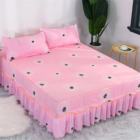 3pcs Bedding Bed Skirt With 2pcs Pillowcases Wedding Bedspread Bed Sheet Mattress Cover Full Twin Queen King Size Bedsheets