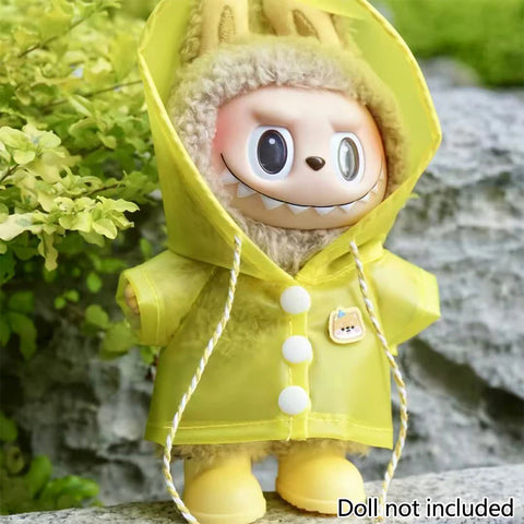 Dinosaur Raincoat Set Clothing for Labubu 10cm Mini Plush Doll Clothes Outfit Accessories Idol V1 V2 Gift