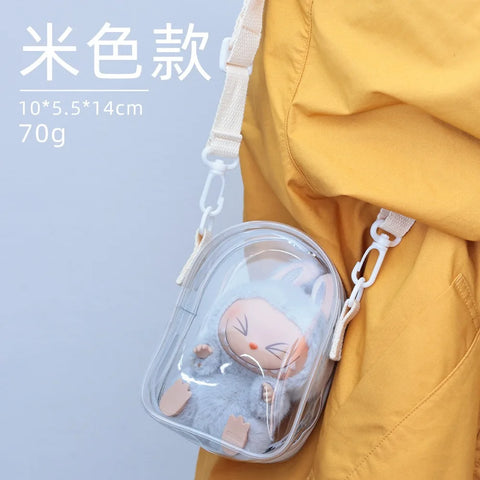 Labubu Protect Case Labubu Sitting Party 15/17cm Cotton Doll Shoulder Pain Bag PVC Storage Bag Labubu Walk Bag Dustproof