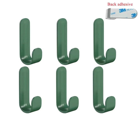 6Pcs Self Adhesive Strong Wall Hooks Towel Hook Door Hanger Key Bag Coat Hook Holder Kitchen Bathroom Accessories Home Organizer