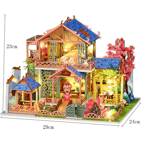 DIY Big Doll House Wooden Miniature Furniture Dollhouse Handmade Case Model Assembly Toys for Children Girls Birthday Gifts 2014