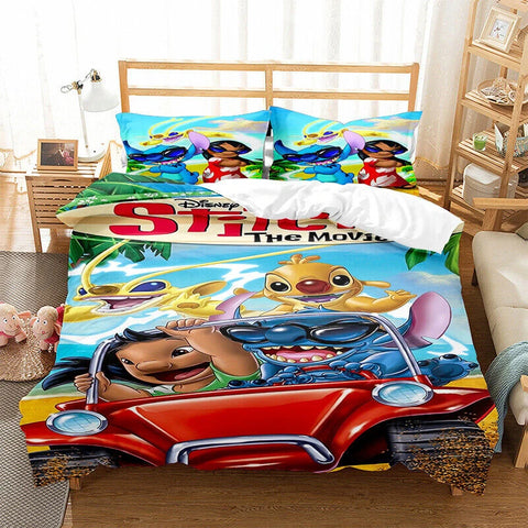 2/3 Pcs Lilo and Stitch Duvet Cover Bedding Set Gift Boy Girl Adult Single Double Queen Size One Quilt Cover Two Pillowcases