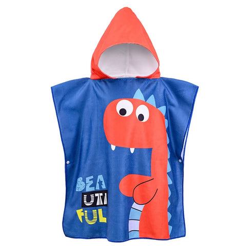 80-120cm Kids Hooded Bath Beach Poncho Towels Baby Quick Dry Bathrobe Child Cartoon Cloak Poncho Towels Microfiber Swim Cover-up