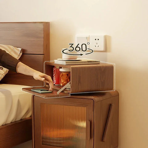 Solid wood bedside storage table bedroom living room creative side cabinet side robot with light children's bedside table