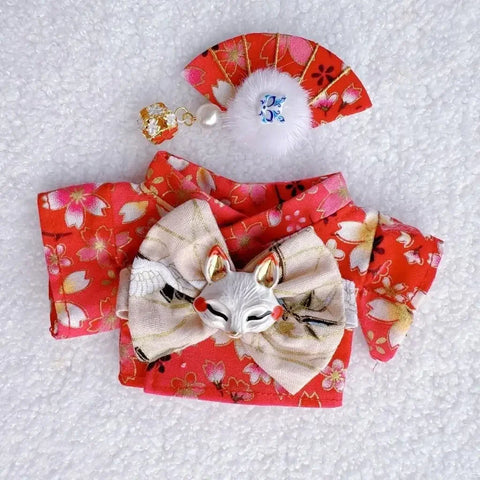 For 15/17cm Labubu Doll Summer Fresh Style Japan Kimono Set Gentle Light Color Clothes Doll Accessories