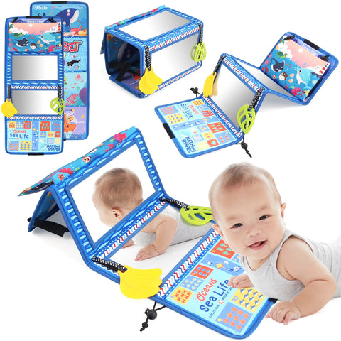 Baby Cloth Book with Distorting Mirror Soft Cartoon Parent-child Interactive Early Educational Montessori Toy for Children