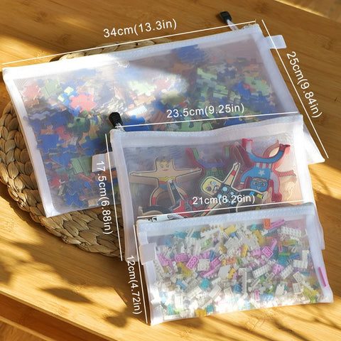 Children's puzzle building block toy storage classification bag transparent zipper mesh bag Storage Tools Cosmetic Organization