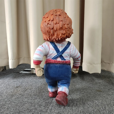 Child's Play 1:1 Chucky Doll Standing Statue Horror Chucky Figure Model Toy Collectible Doll Halloween Room Decor Prop Kids Gift