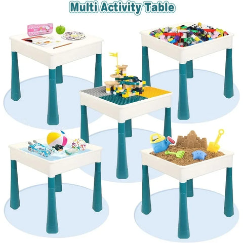 GobiDex All-in-One Kids Table and Chairs Set with 100PCS Preschool Classroom Must Haves Multi Activity Toddler Table Kids