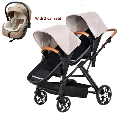 2025 NEW Twin stroller 3in1 with car seat trolley baby carriage Double Baby stroller for two children Foldable Lightweight