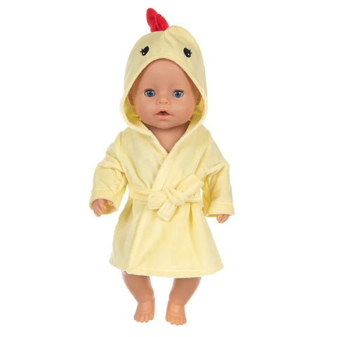 Colorful Bathrobe Suit Cute Cartoon Animal Nightgown Robe Fit 17/18inch 40-45cm Doll Clothes Accessories For Baby Gift