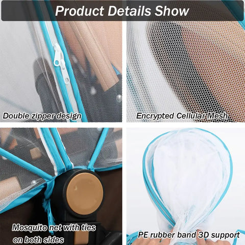 Mosquito Net Full Cover for Baby Car seat Cover Cradles Stroller Mosquito Netting Stretchable Netting Dual-Use Zipper Mesh