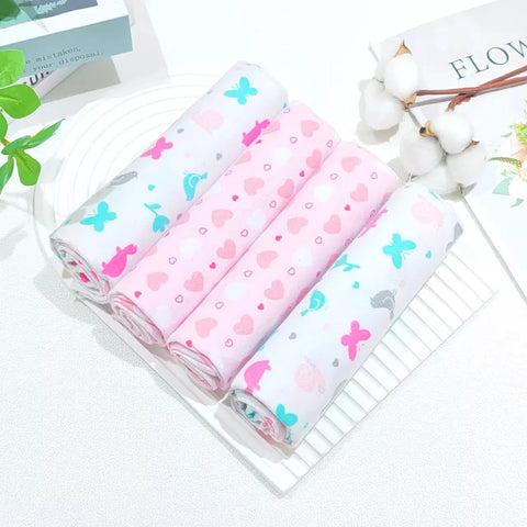 4Pcs/Pack New Color Cotton Flannel Diapers Baby Swaddles Wrap Receiving Bedsheet Print Blankets For Baby Girls Boys 76*76CM